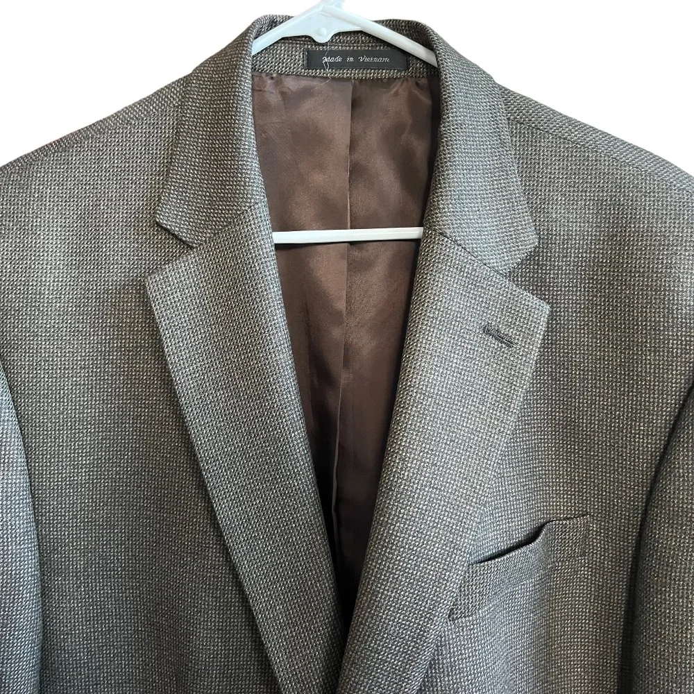 Chaps Brown/Gray Pattern Rayon Poly Blend Men's Blazer Sports Coat Size 44L